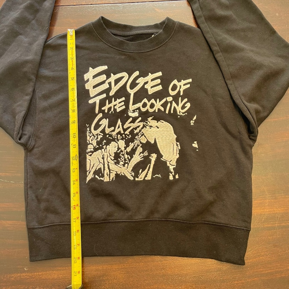 Kim Jones GU Edge of the Looking Glass Black Cropped Graphic Sweatshirt SS02 18 - Picture 7 of 7